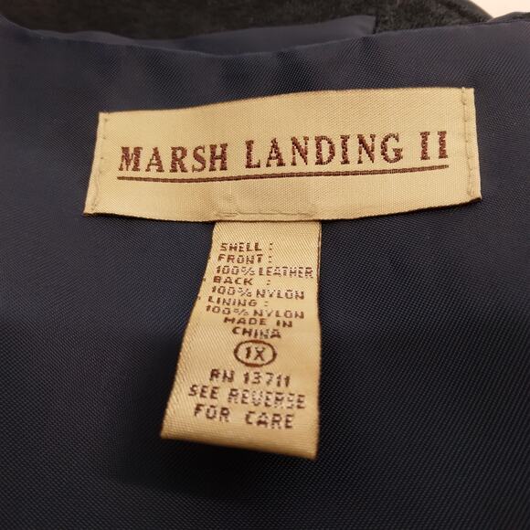 Vintage 90s Marsh Landing II Suede Leather Vest Size 1X Blue Satin Back - Picture 6 of 12